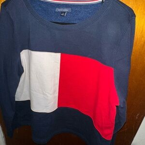 Tommy Hilfiger Navy and Red Colorblock Top